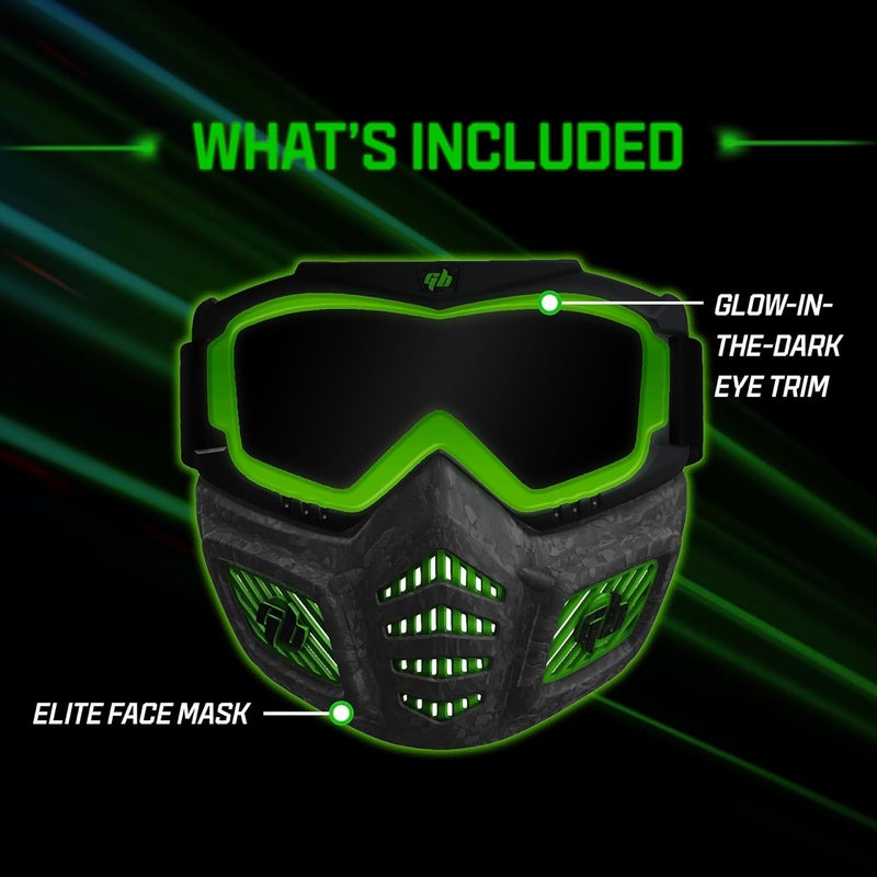 Gel Blaster Elite Face Mask - Glow in The Dark Tactical Face Mask with Detachable Goggles & Adjustable Headband - Facemask with Vented Jaw Frame Fits All Types of Faces - for Ages 14+ - Image 5